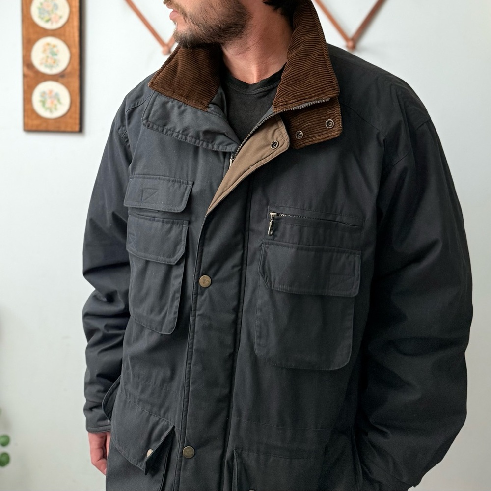 Vintage 90s Corduroy Collar Field Coat - Picture 2 of 16